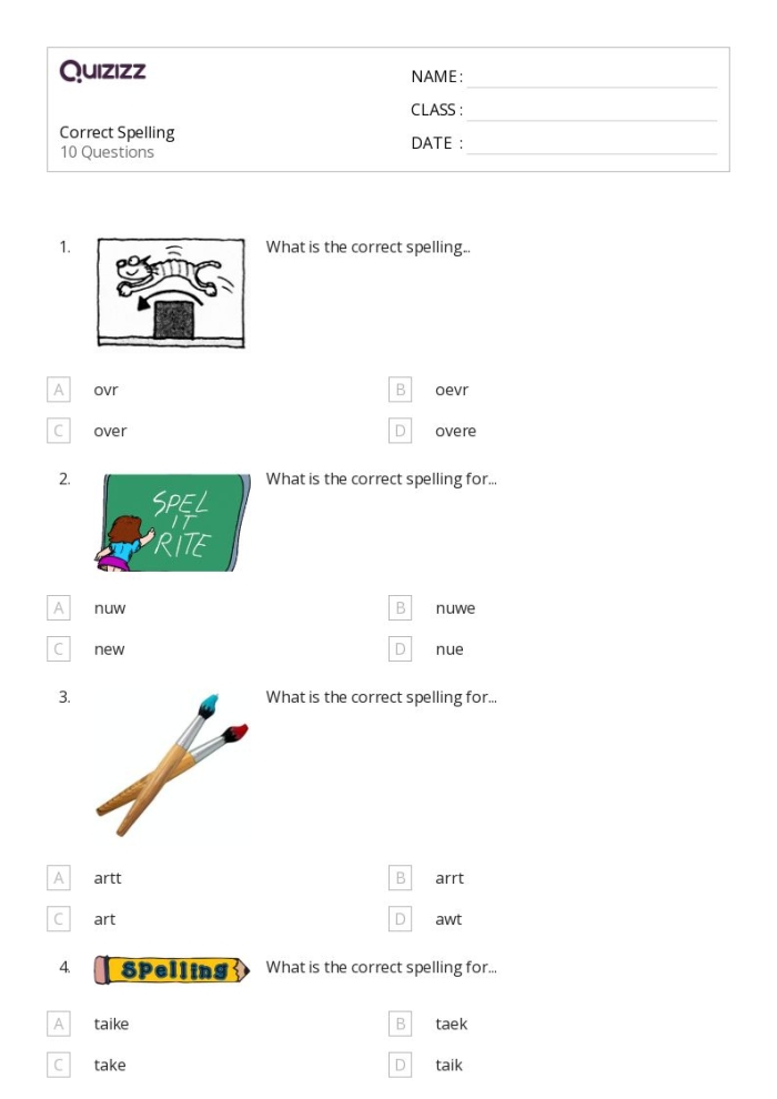 Spelling test correction activity for third grade with Natalie and Joseph's work Third graders correcting spelling mistakes on a worksheet about time and money