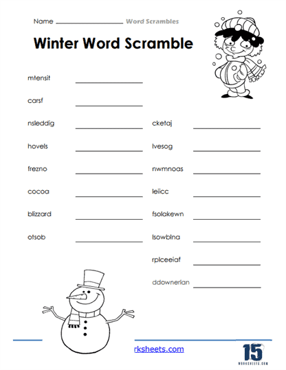 Unscramble Spelling Words worksheet for third grade practice number 18 Third grade student completing an unscramble spelling words worksheet with letter tiles
