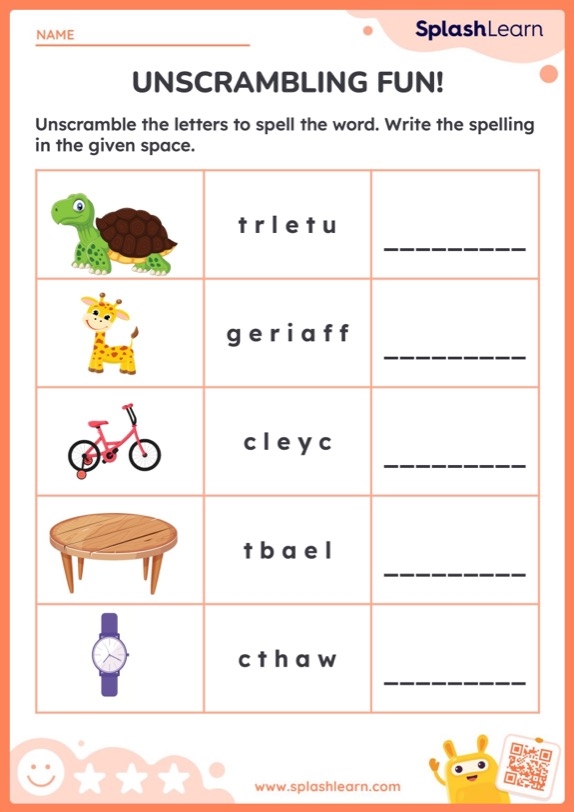 Spelling practice worksheet for unscrambling words in third grade lesson 23 Third Grade spelling worksheet with scrambled letters to rearrange correctly