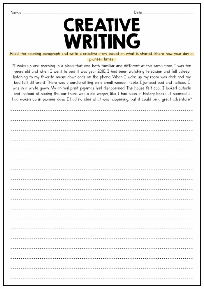 Worksheet for personal experience writing in third grade phonics class, image 17 Third grade personal narrative writing worksheet helping children express their own stories