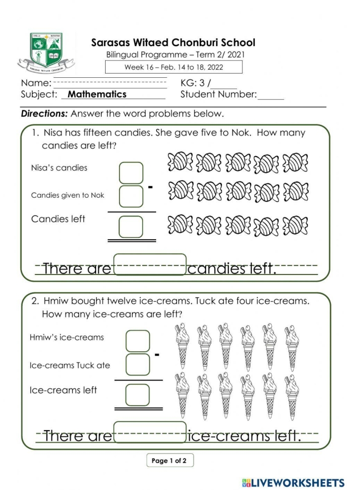 Subtracting with time and money practice worksheet for third graders, image 13 Third Grade worksheet featuring two- and three-digit subtraction word problems about time and money