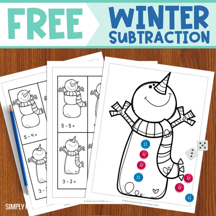 Seasonal subtraction practice sheet for third graders with snow theme number 12 Third Grade snowy subtraction worksheet with 12 three-digit problems