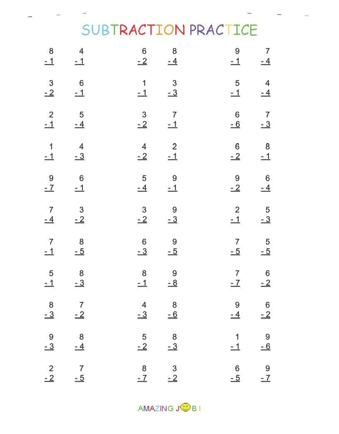Worksheet image showcasing engaging subtraction exercises for young learners Subtraction practice worksheet featuring two-digit and three-digit problems for third graders