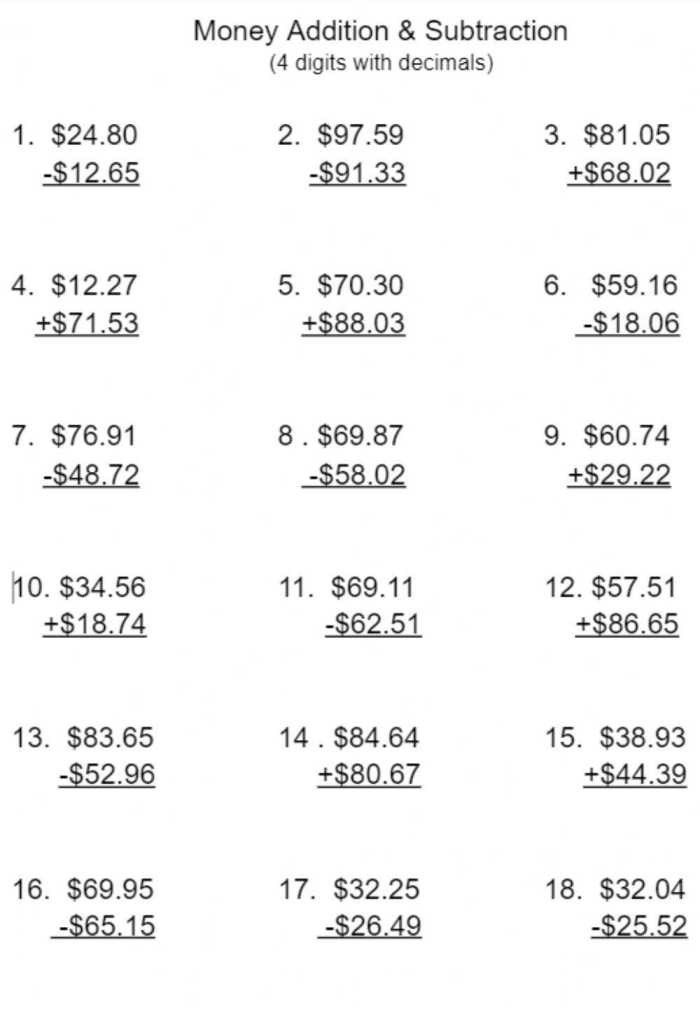 Subtract 'Em worksheet for third graders focusing on three-digit subtraction problems Third grade math worksheet featuring subtraction word problems for kids