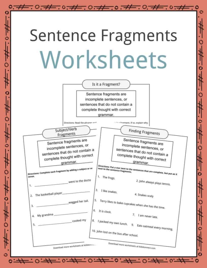 Fix the Fragments worksheet for third grade focusing on sentence completion and subtraction skills Third grade students working on a Fix the Fragments subtraction worksheet