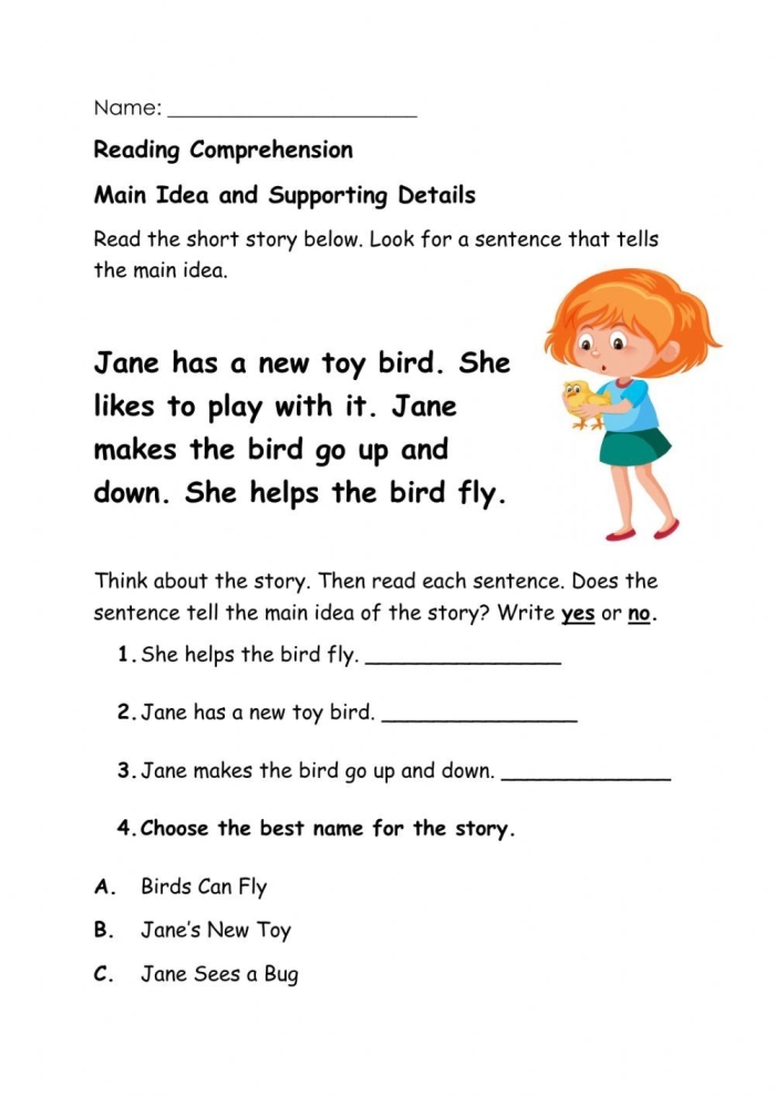 Worksheet for third graders to identify supporting details about the sun