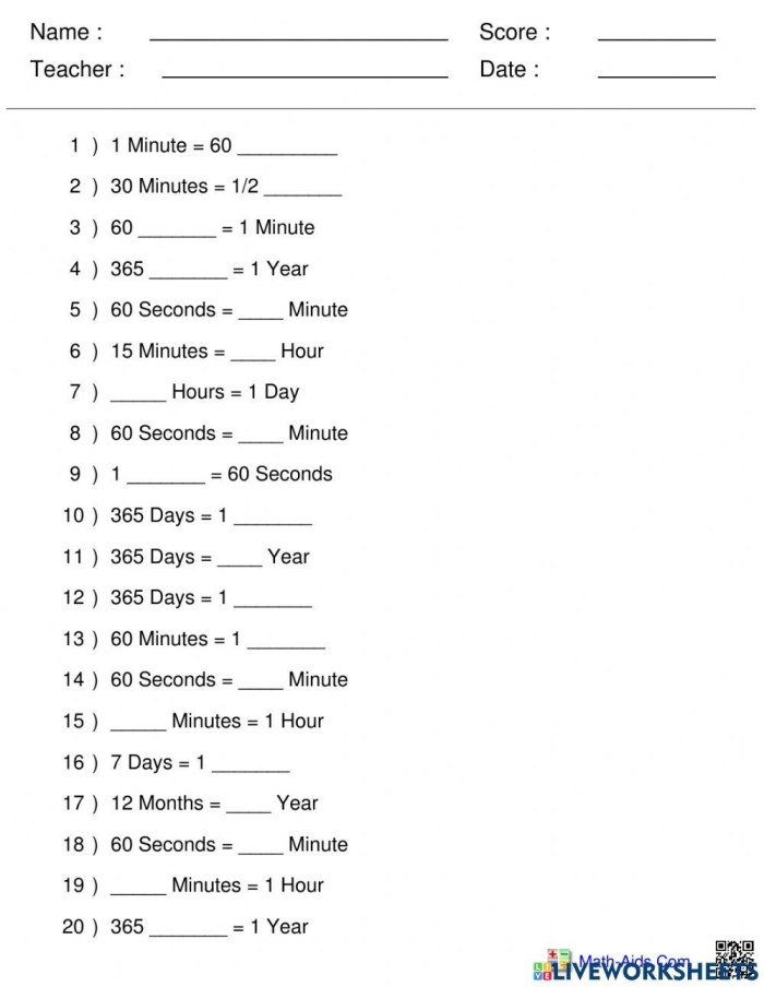 From Time to Time: Engaging multiplication worksheet for learning time conversion Worksheet for converting time units to hours, days, and weeks for third graders