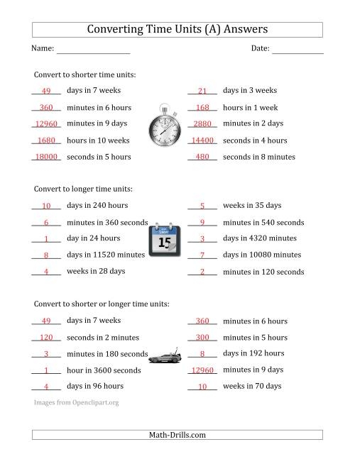 From Time to Time: Engaging multiplication worksheet on time conversion for kids Worksheet for converting time units to hours, days, and weeks for third graders