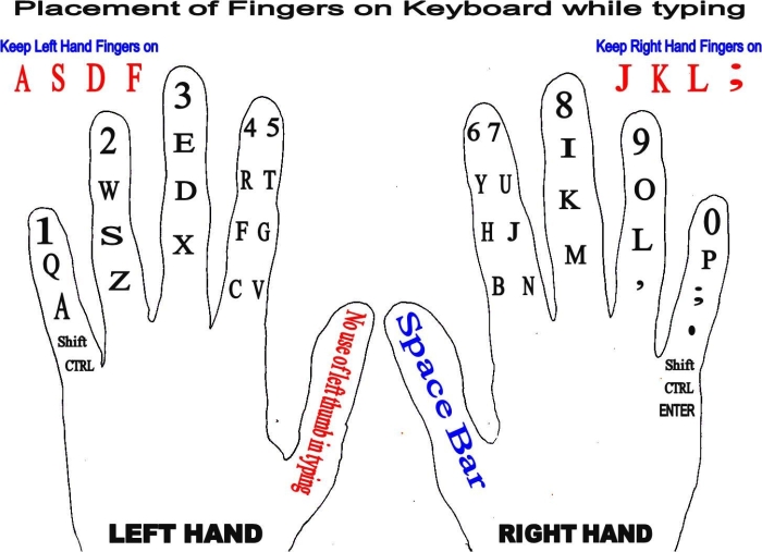 Third grade students practicing finger placement on a paper keyboard in the Where Do My Fingers Go? Typing Sentences worksheet