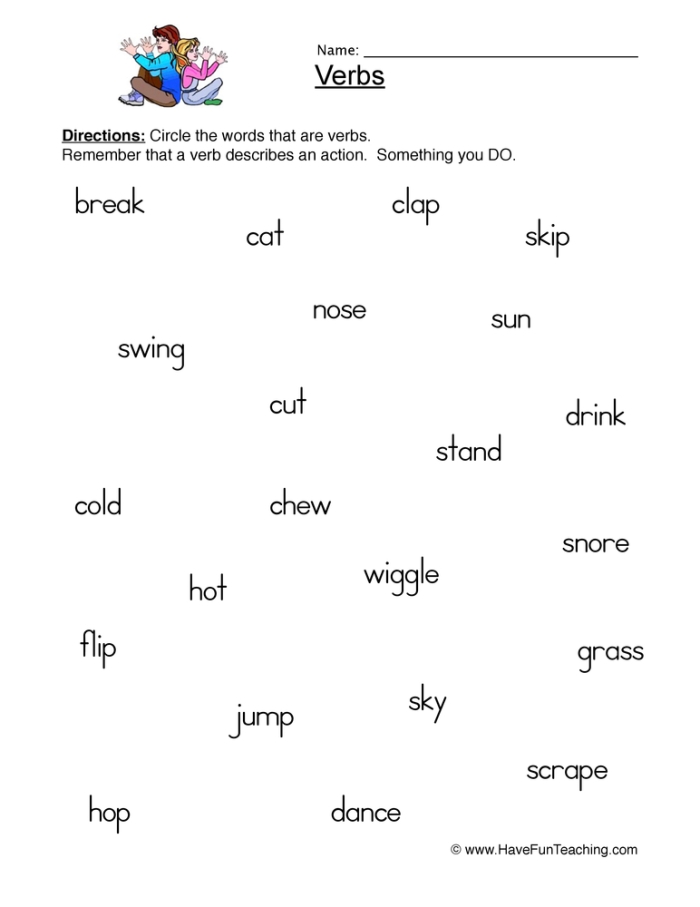 Worksheet for finding verbs in a history lesson for third graders, image thirteen Third grade students identifying verbs in a history themed worksheet