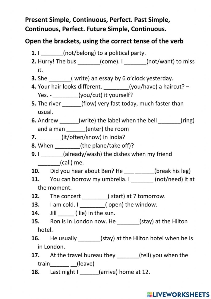 Past, Present, and Future worksheet for reading skills enhancement Worksheet for practicing verb tenses focused on past, present, and future concepts for third graders