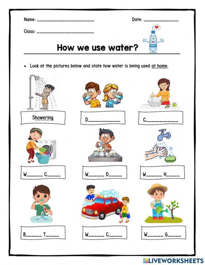 Water Works worksheet for third graders exploring measurement in the water cycle activities Third Grade Water Works worksheet focusing on the water cycle and measurement skills