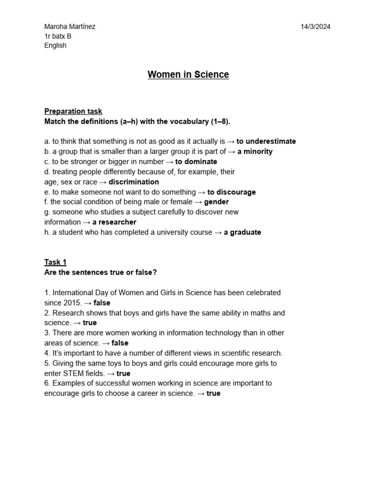 Third graders exploring notable women scientists on a Who Am I? worksheet
