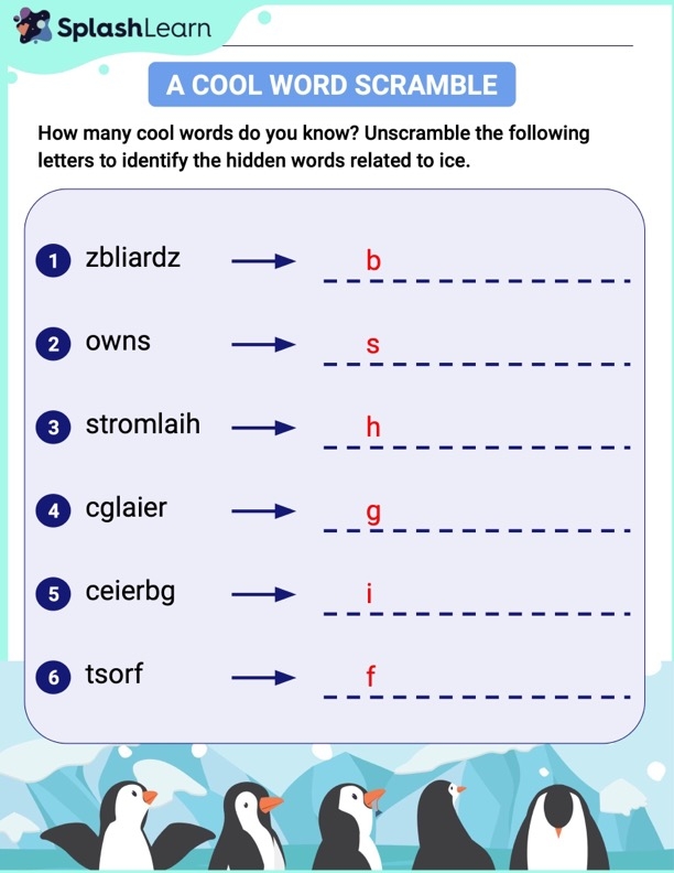 Spelling practice worksheet number 24 for arranging letters correctly Third Grade worksheet for unscrambling spelling words with mixed letters