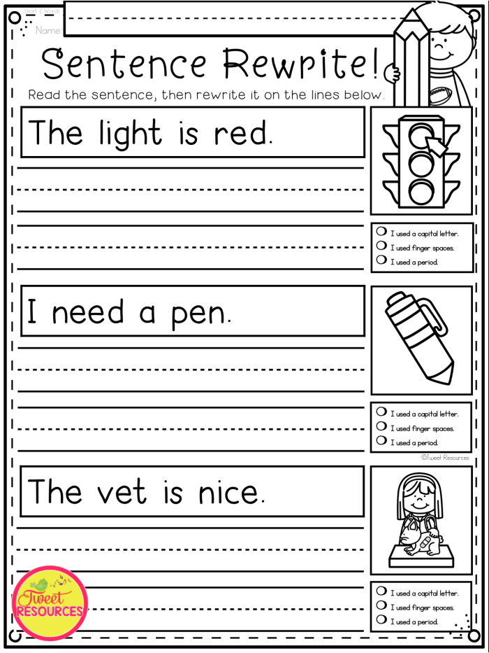 Third Grade sentence prompts worksheet helping kids practice writing sentences