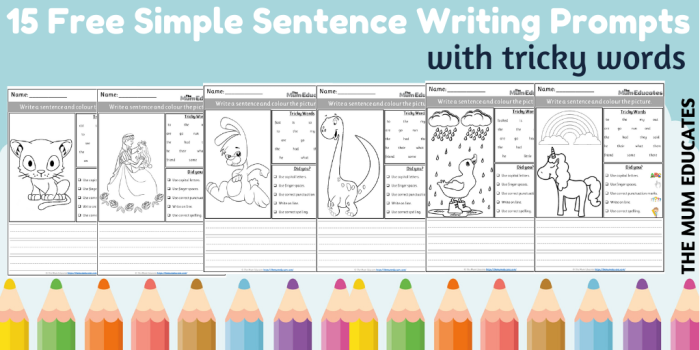 Third Grade student working on sentence prompts for kids worksheet number 22