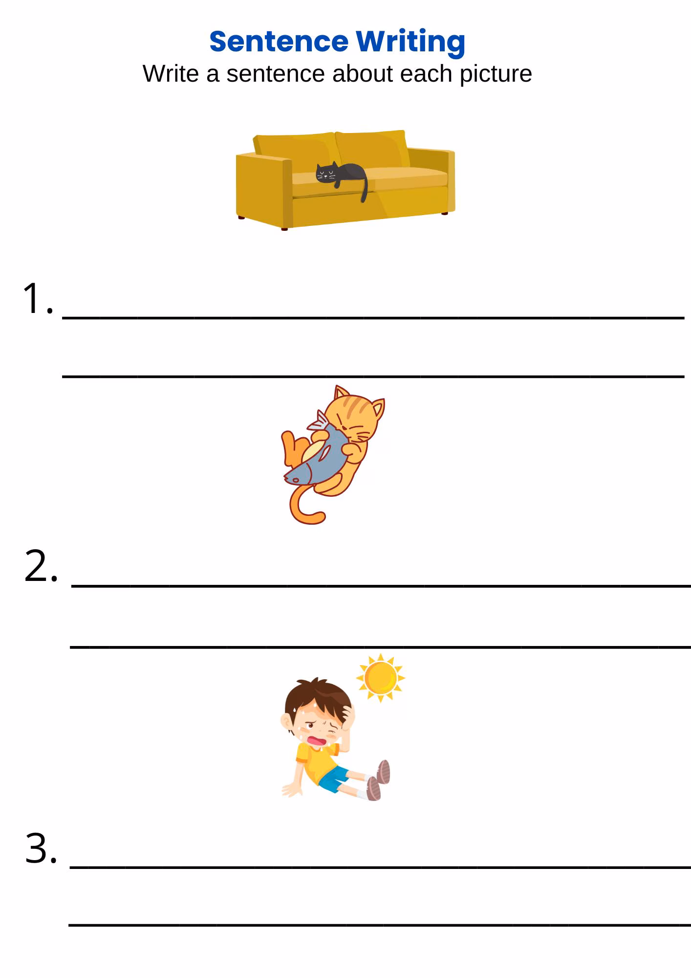 Third Grade Sentence Prompts for Kids worksheet to enhance writing skills
