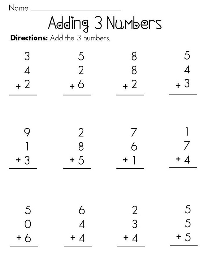 Educational resources for teaching first grade students to solve word problems with three addends Three addend word problems worksheet designed for first graders to enhance their place value skills