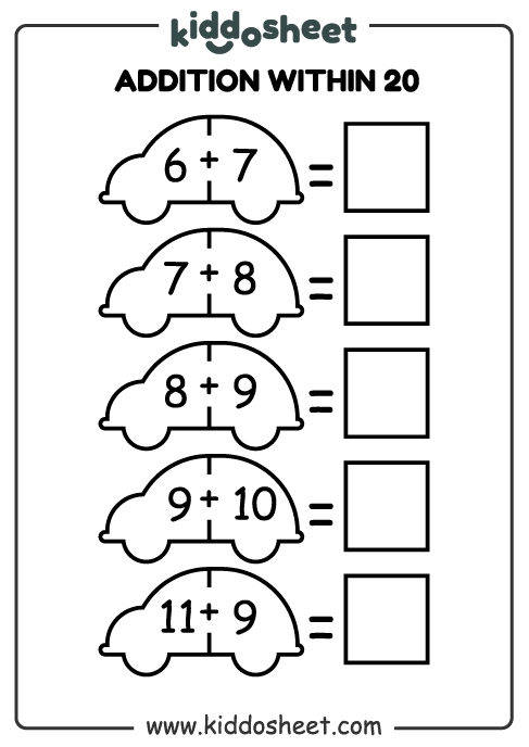 Practice addition skills with this engaging worksheet for young learners, image 4 First Grade worksheet with addition problems up to 20 focused on time and money concepts