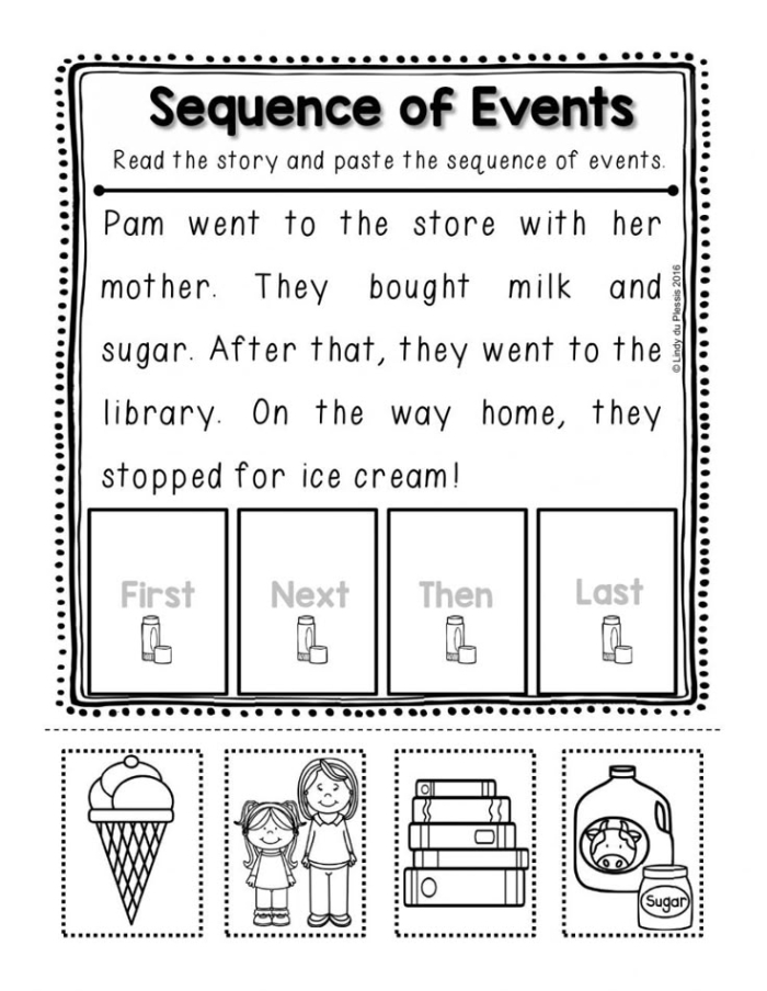 Third grade worksheet focusing on summarizing with time order words in fractions