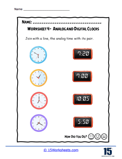 Second grader working on a time-telling worksheet featuring Nina's daily activities