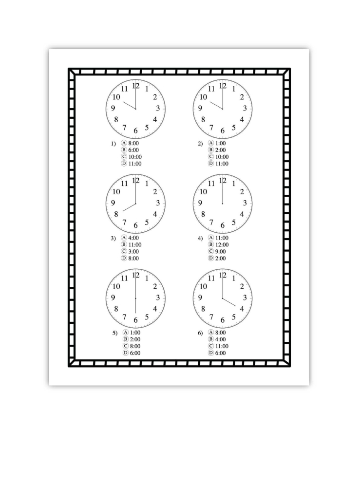 Second grader working on a worksheet about Nina's daily schedule to understand time better