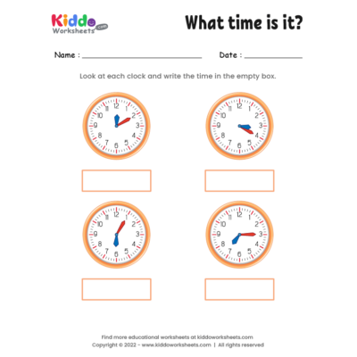 Second grader completing a worksheet about Nina's daily schedule to understand time