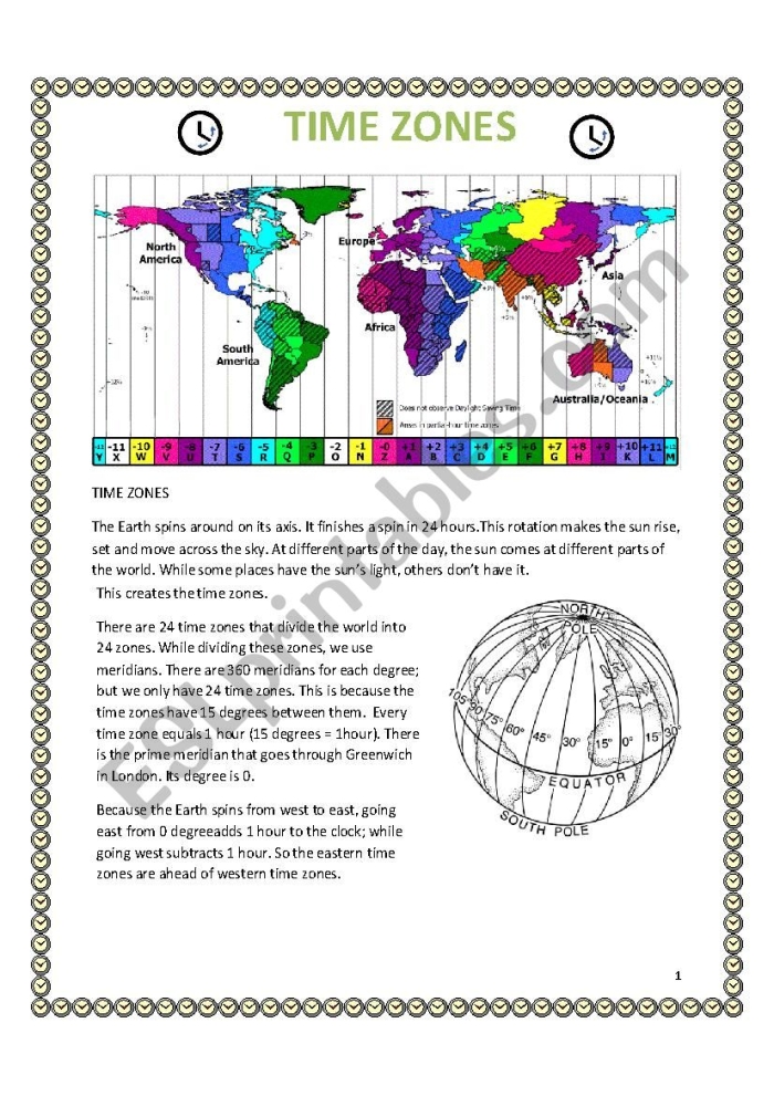 Worksheet on time zones and time calculations for third graders, image 10 Third grade worksheet for learning about time zones and calculating time differences