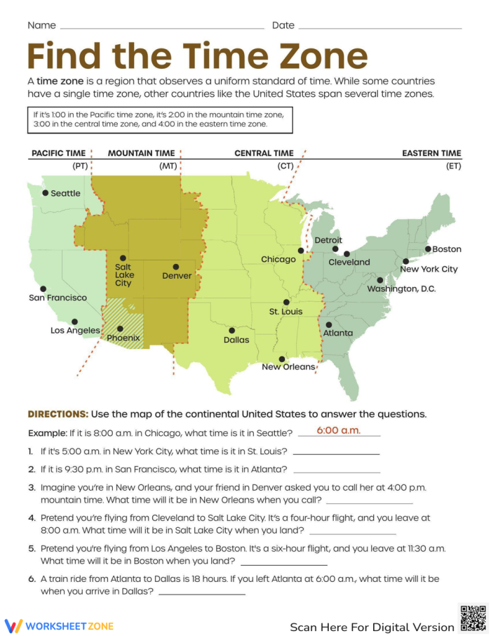 Explore time zones with this engaging Find the Time Zone worksheet for third graders, image 18 Third grade worksheet focusing on understanding and calculating time zones across different regions