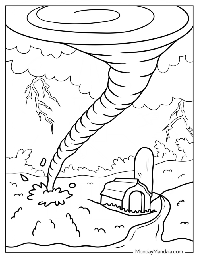 Fifth grade science worksheet with fill-in-the-blank questions about tornadoes