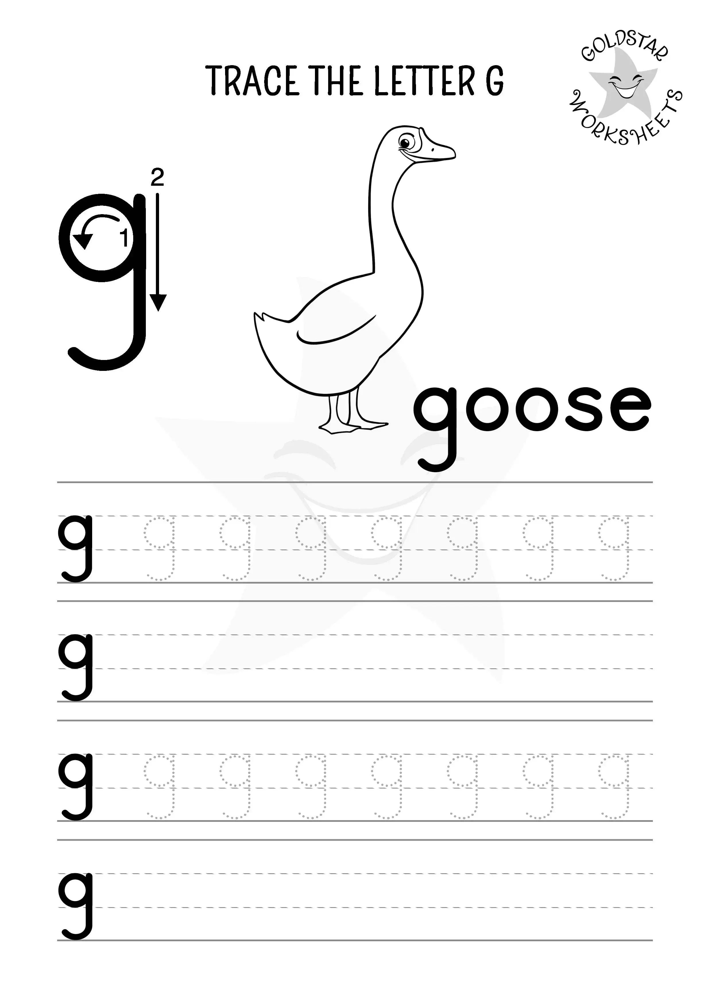Tracing practice page for lowercase letters g and q in Pre-K grammar activities Worksheet for tracing lowercase letters g and q to enhance writing skills
