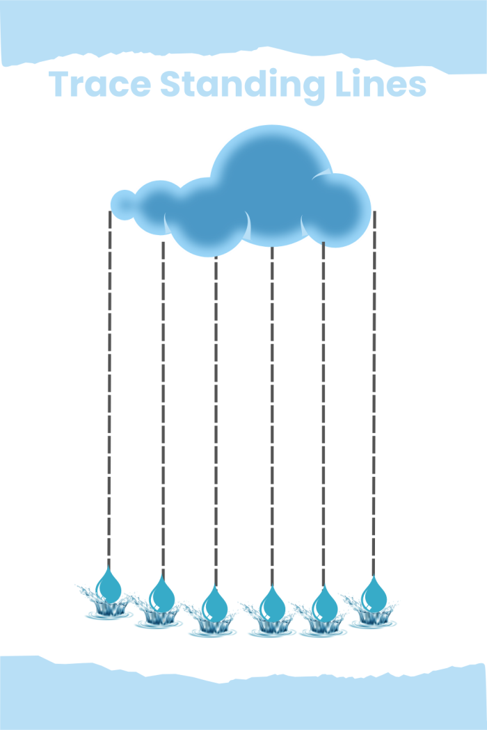 Worksheet image for practicing diagonal line tracing with the Frog Prince theme Tracing exercise featuring the Frog Prince surrounded by diagonal raindrops for young learners