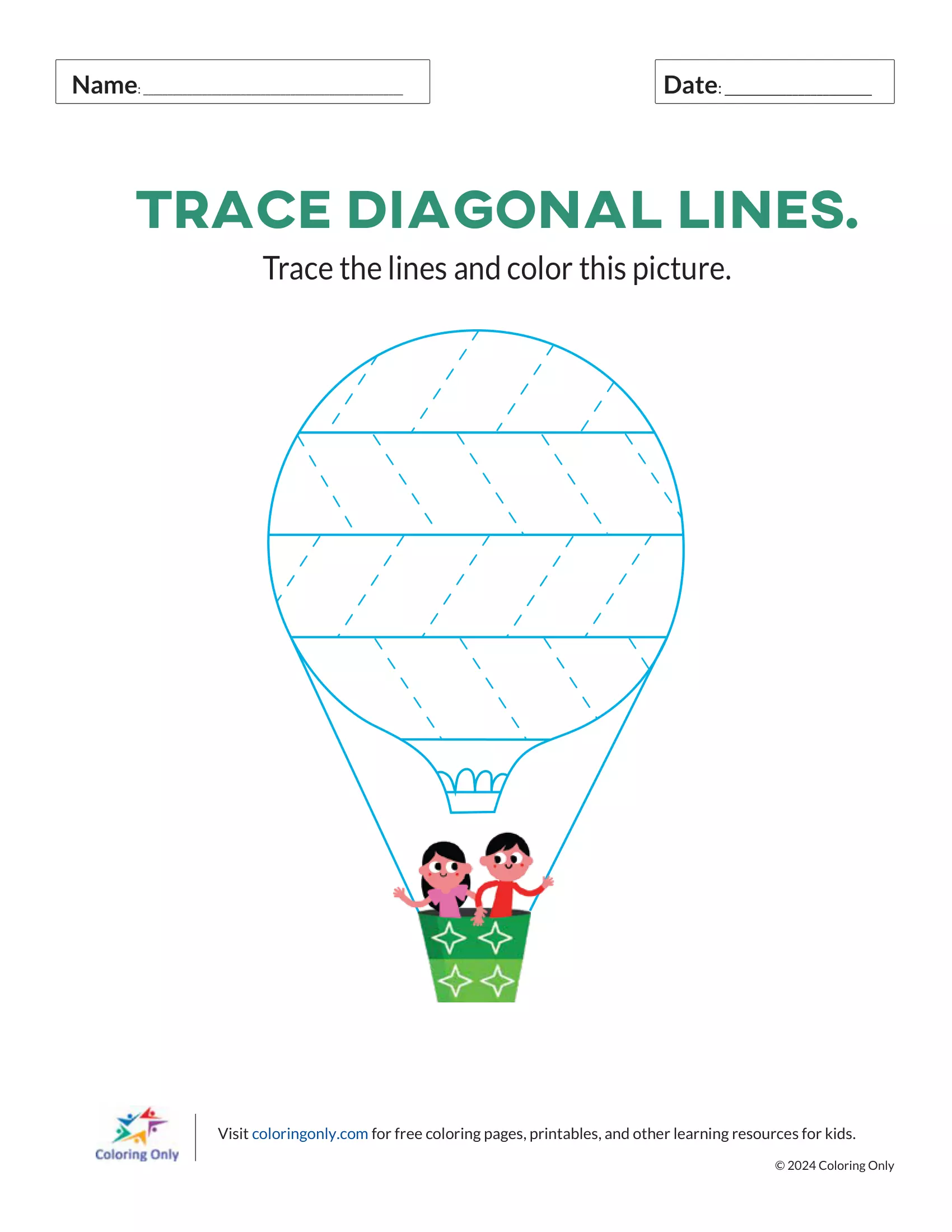 Frog Prince tracing activity for mastering diagonal line skills in Pre-K Tracing worksheet featuring the Frog Prince surrounded by rain drops for practicing diagonal lines