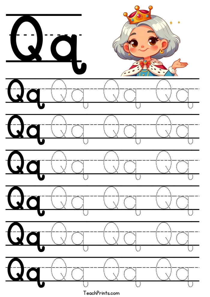 Fun phonics worksheet for Pre-K kids to trace letters and improve writing skills Tracing letters Q and S worksheet for early handwriting practice