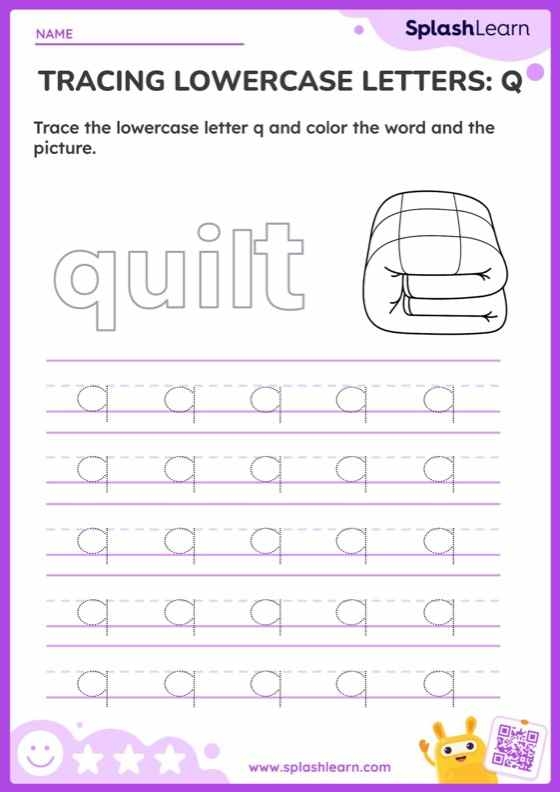 Practice page for mastering the formation of letters g and q in Pre-K Worksheet for tracing lowercase letters g and q to improve handwriting skills