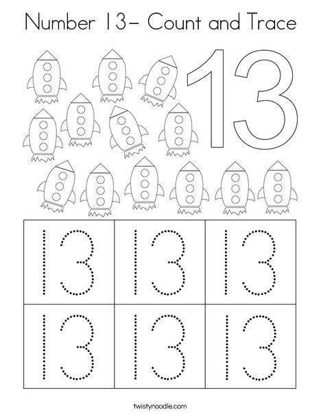Grammar and Mechanics worksheet for Kindergarten Tracing Numbers & Counting: 13 worksheet for Kindergarten