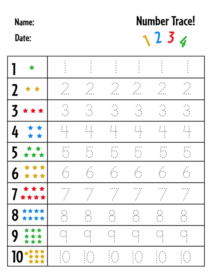 Grammar and Mechanics worksheet for Kindergarten Tracing Numbers & Counting: 13 worksheet for Kindergarten