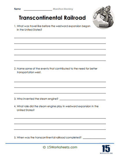 Transcontinental Railroad History Learning Activity for Elementary Students Fourth grade students learning about the history of the Transcontinental Railroad with a Wild West themed educational worksheet activity