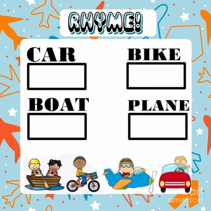Transportation match-up activity for young learners focusing on different travel modes in math class Kindergarten transportation match-up worksheet showing various vehicles on land, air, and water