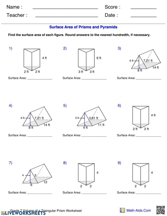 Triangular prism worksheet for second graders focusing on addition and geometry concepts