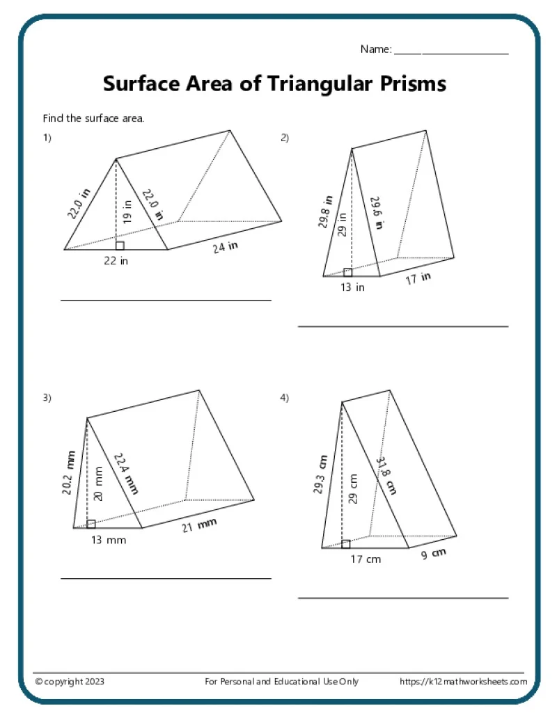 Triangular prism worksheet for second graders focusing on geometry and addition