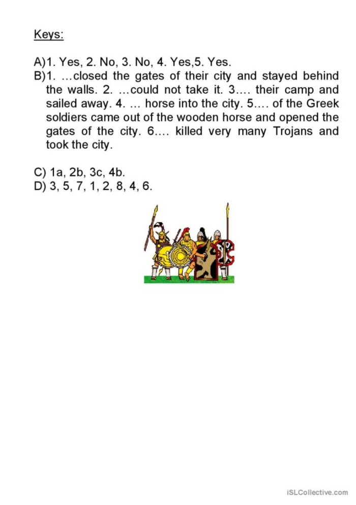 Illustration of Greek soldiers hiding inside a large wooden horse structure during the Trojan War