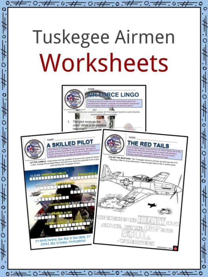 Fourth grade student completing a Tuskegee Airmen history reading worksheet