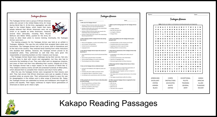 Fourth grader reading a Tuskegee Airmen history worksheet to improve comprehension