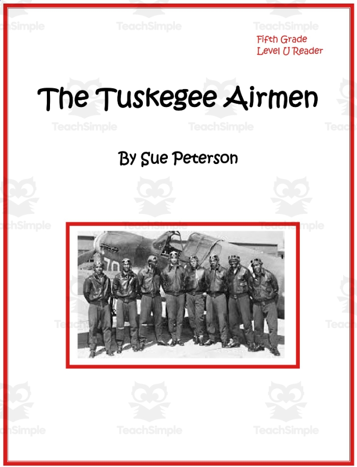 Fourth grade student reading a Tuskegee Airmen history worksheet to improve comprehension