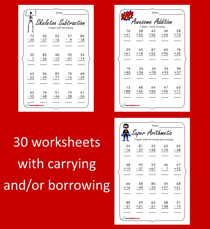 Two-Digit Addition and Subtraction Check-in worksheet for second graders
