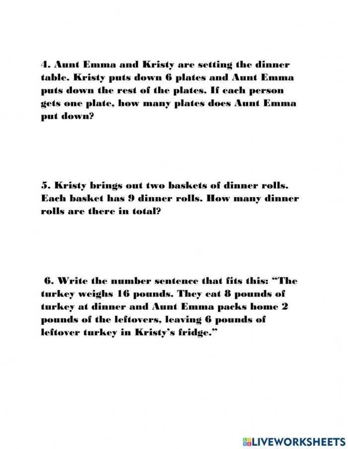 First Grade Word Problem Challenge worksheet featuring farm-themed two digit addition and subtraction