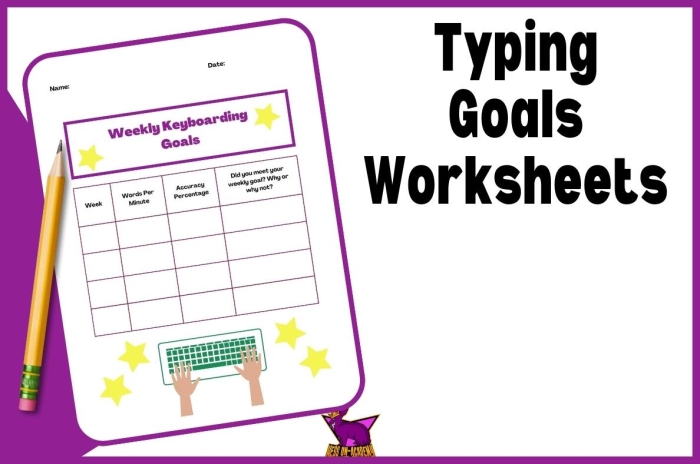 Third grade worksheet showing finger placement for typing sentences on a paper keyboard