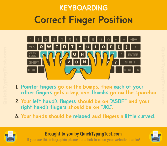 Third Grade student practicing finger placement on a paper keyboard for typing sentences