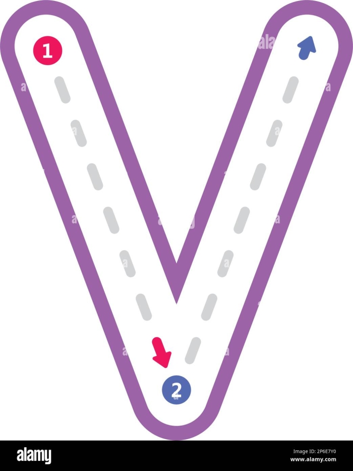 Find the uppercase V with the vampire bat in this engaging letter recognition activity Pre-K worksheet featuring a vampire bat searching for uppercase letter V's to improve letter recognition